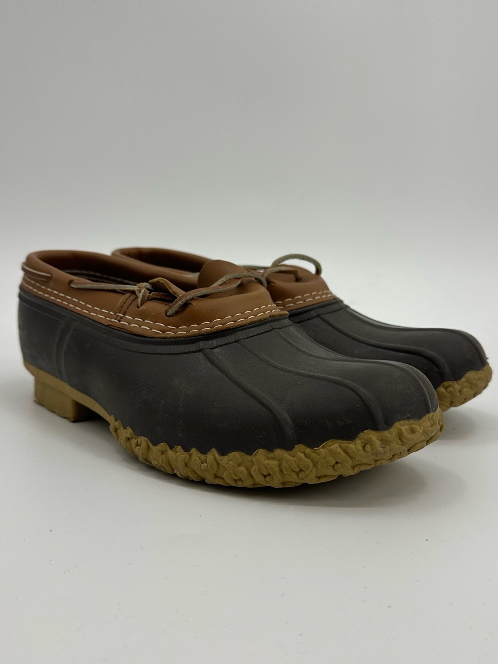 L.L. Bean Black and Brown Women's Waterproof Duck Bean Boots Slip-Ons